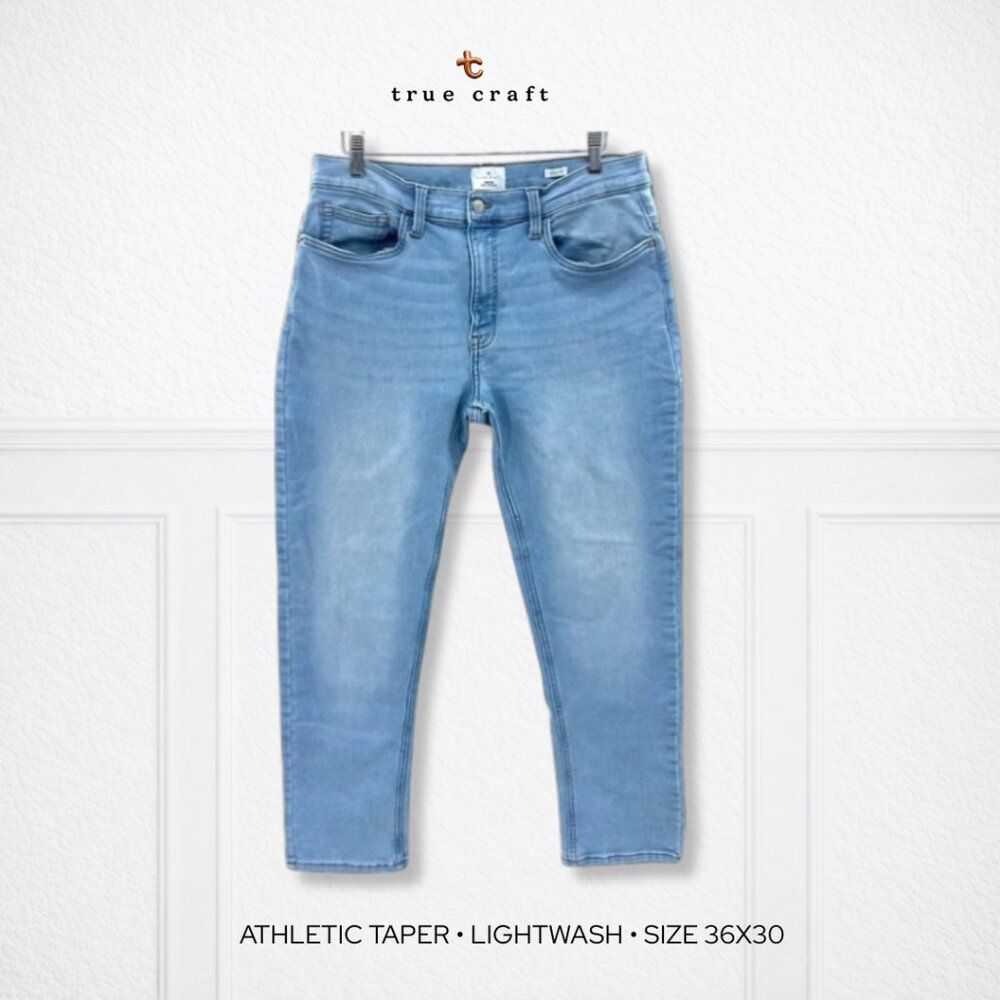 True Craft Athletic Fit Jeans Light Wash Stretch Denim Men’s 36x30 Tapered